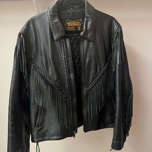 Vintage Genuine Leather Fringe Jacket